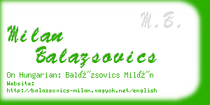 milan balazsovics business card